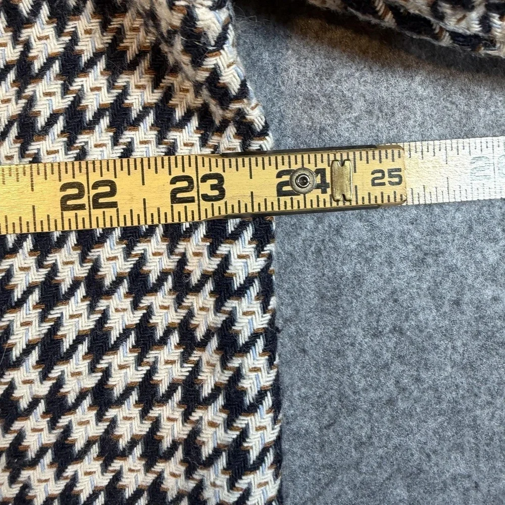 Common People Jacket Mens Large Black Houndstooth Tweed Button Front Overcoat